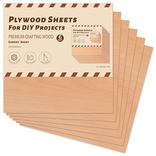 Rowood Cherry Plywood Sheets for Laser Cutting, 6 Pack 3mm Thin Unfinished Wood - Image 8