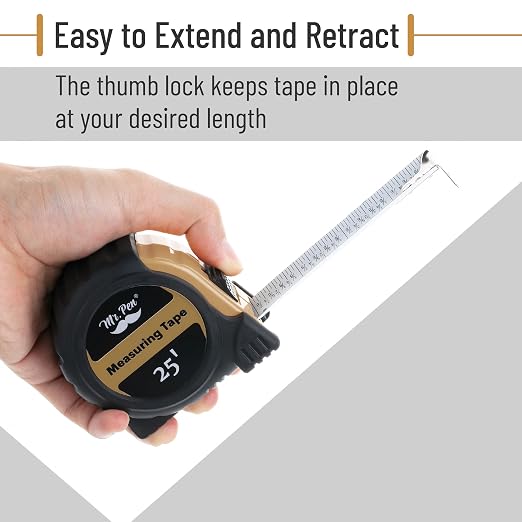 Mr. Pen- Retractable Tape Measure 25 ft, Light Brown, Easy Read | Steel - Image 5