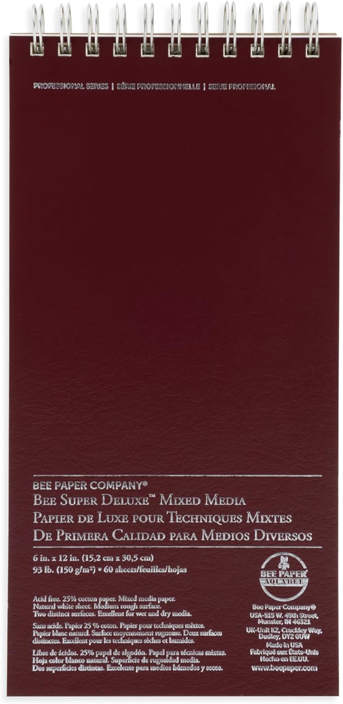 Bee Paper - 6"x 12" Super Deluxe Mixed Media Sketching Pad, 60 Sheets by BeePaperCompany