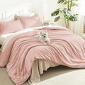 Litanika Pink Comforter Set King Size, 3 Pieces Blush Plain Bedding Comforter by Litanika