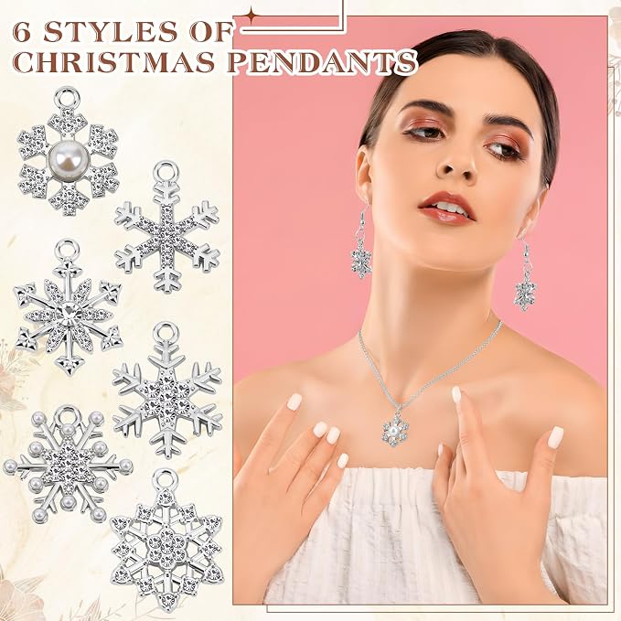 Landical 50 Pcs Winter Snowflake Charms - Image 3