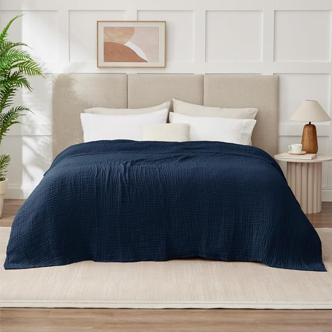 100% Cotton Muslin Blanket King 108" x 90", 6 Layers Breathable and Lightweight - Image 7