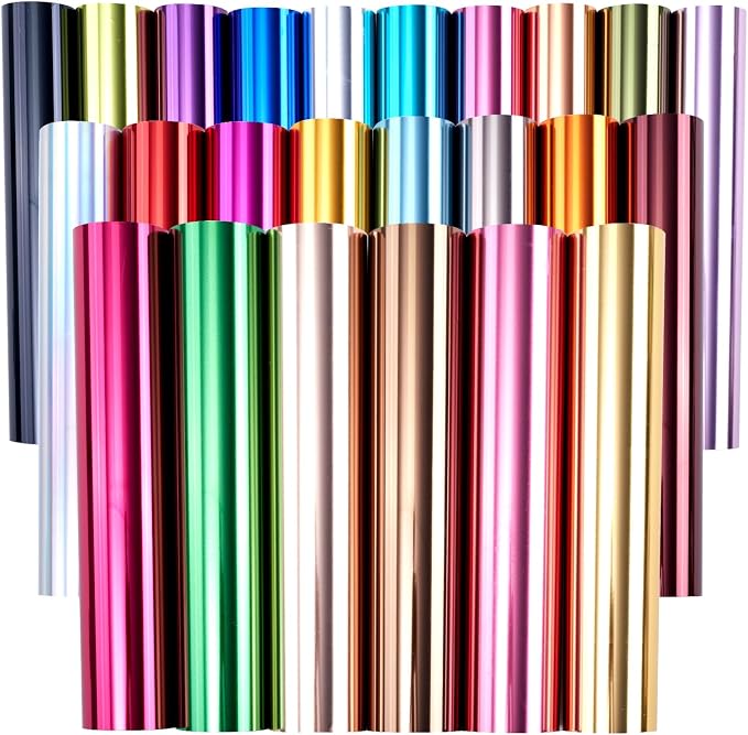Tintnut Multicolored Holographic Heat Transfer Vinyl, Metallic foil HTV sheets by Tintnut