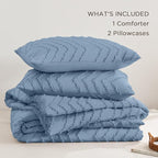Andency Greyish Blue Comforter Set King Size, Boho Soft Warm Tufted Bedding - Image 6