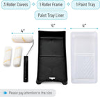 Bates- Paint Tray Set, Paint Roller Kit, 4 Inch Roller Set, Small Paint Roller - Image 2