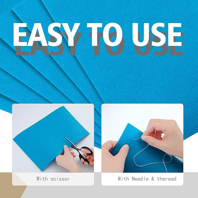 HaoFeiJH 10Pcs Blue Felt Sheets, A4 Size Felt Fabric Sheets, Sewing Felt Squares - Image 2