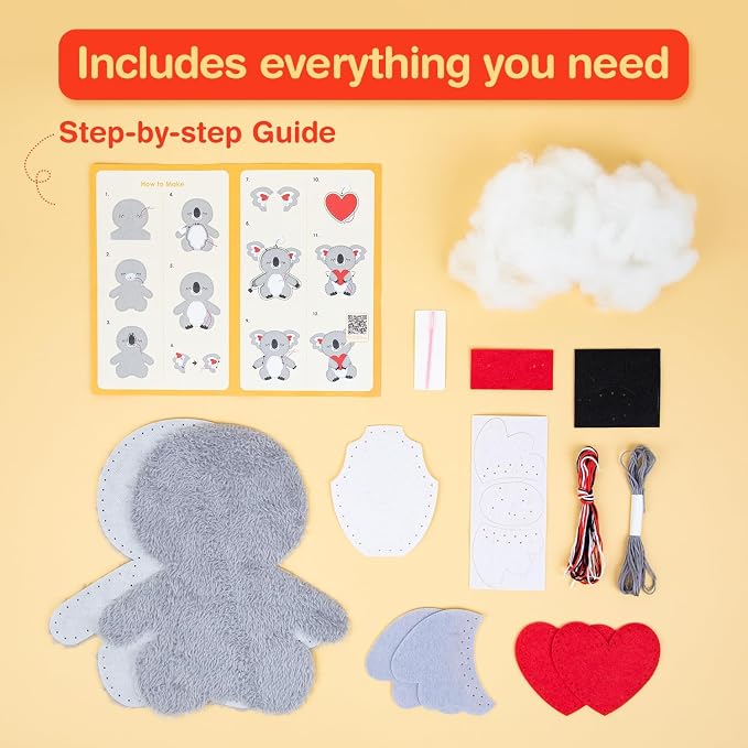 Avenir Sewing Kit for Kids Beginners My First Learn to Sew Craft, Plush Animal - Image 3
