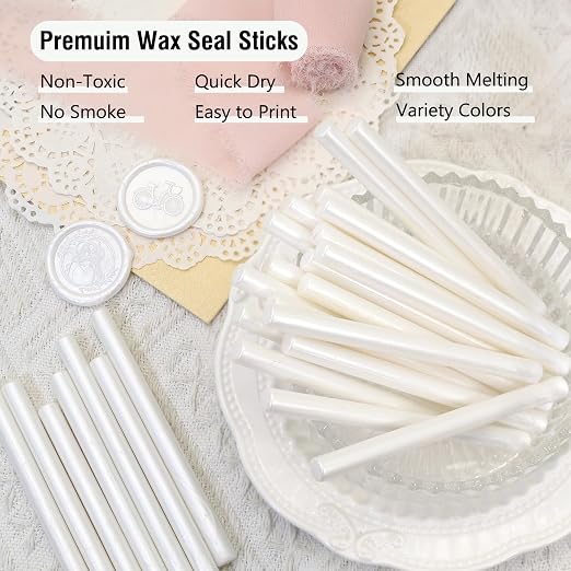 60pcs Wax Seal Sticks with Glue Gun Kit, Pearl White Sealing Wax Sticks - Image 2