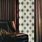 Grey Blue Star Boho Geometric Beige Modern Stained Glass Window Films - Image 2
