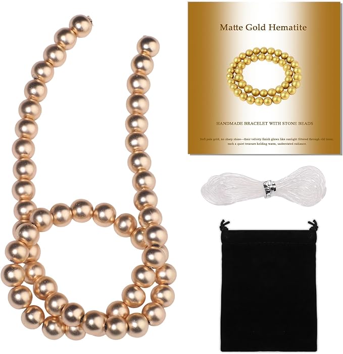 8mm Matte Gold Hematite Bead, 15-Inch Matte Round Loose Stone Beads by THRELE