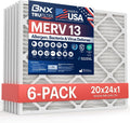 BNX TruFilter 20x24x1 Air Filter MERV 13 (6-Pack) - MADE IN USA - Electrostatic Pleated Air Conditioner HVAC AC Furnace Filters for Allergies, Pollen, Mold, Bacteria, Smoke, Allergen, MPR 1900 FPR 10