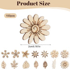 100 Pcs Wooden Flowers for Crafts, Unfinished Wooden Flowers | Wood Craft - Image 2