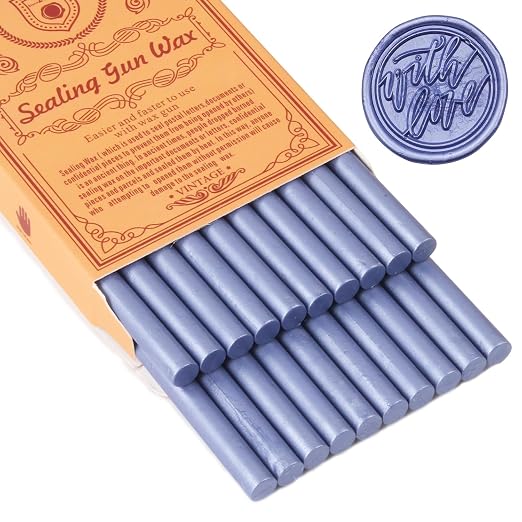 Zinc Blue Sealing Wax Sticks, WASOHLING 20Pcs Glue Gun Wax Seal Sticks by WASOHLING
