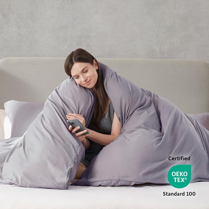Nestl Grey Lavender California King Duvet Cover Sets - Image 3