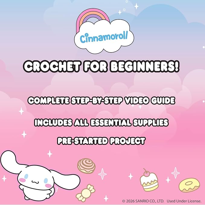 Hello Kitty® and Friends Crochet Kit – Cinnamoroll™ Bag Charm, Sanrio Crochet - Image 5