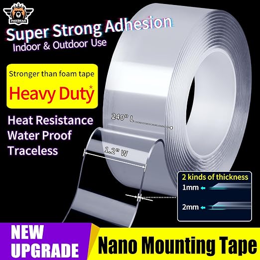 PHIXBEAR Extra Large 1.2" x 240" Super Heavy Duty Double Sided Mounting Tape - Image 2
