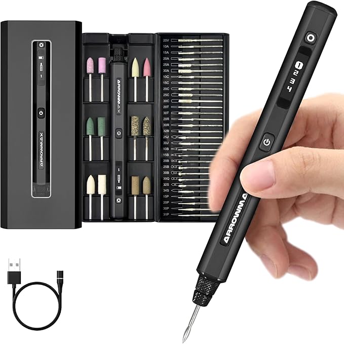 AM ARROWMAX Mini Engraving Pen, HollowCup Motor, 42 Bits by AMARROWMAX