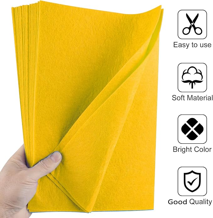 20 Pcs Yellow Felt Fabric Sheet 8" x 12" Assorted Color Felt Fabric Sheets - Image 3