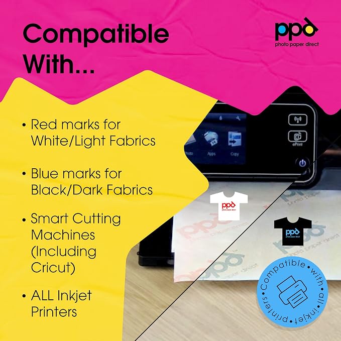 PPD 40 Sheets 8.5x11" Iron-on Heat Transfer Paper Mixed Fabrics Inkjet | Mixed - Image 5