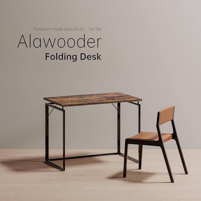 alawooder 31.5" Folding Desk: No Assembly, Wood Top - Image 9