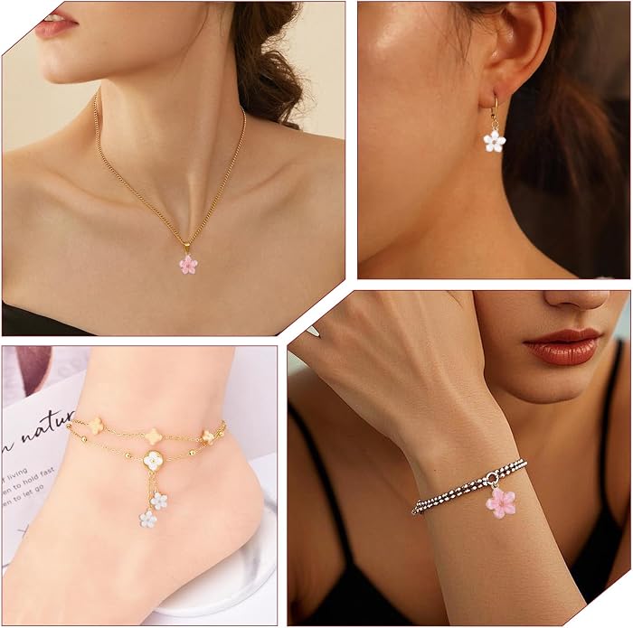 40 Pcs Gold Plated Enamel Cherry Blossoms Decor Small Flower Enamel Charms Cute - Image 5