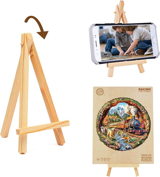 KAAYEE Wooden Puzzles for Adults, 3D Visual Effect Dogs Racing Against Trains - Image 6