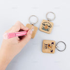 AUEAR, Blank Wooden Key Chain Wood Keychain Key Ring Key Tags Personalized EDC - Image 6