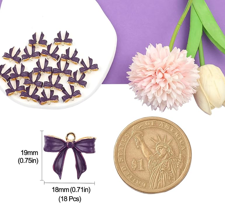 Bow Charms for Bracelet Jewelry Making Cute Bracelet Charms | 18Pcs, Bow Charms - Image 7
