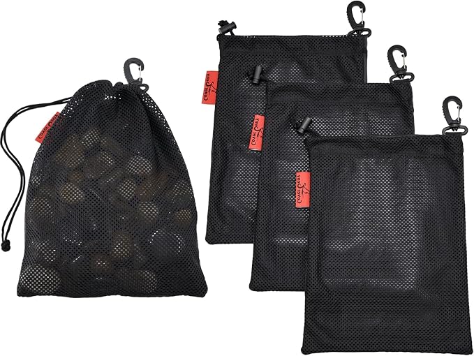 Mesh Foraging Bags with Clip, 4 Pack Drawstring & Toggle Closure Foraging Pouch by CoverGeny