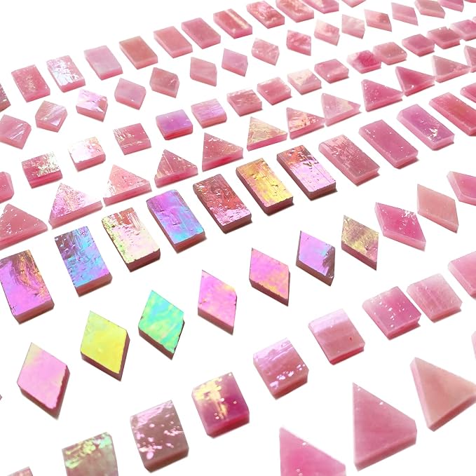 Magic Iridescent Pink Stained Glass Mosaic Tiles - Image 5