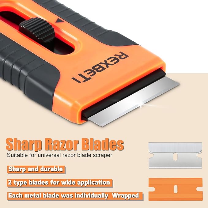 REXBETI Razor Blade Scraper Tool, 2 Pack Razor Scraper Set - Image 8