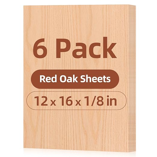 Rowood 6 Pack Oak Plywood Sheets 1/8, 3mm Thin Unfinished Craft Wood by RowoodAssembleArtDecorateLife
