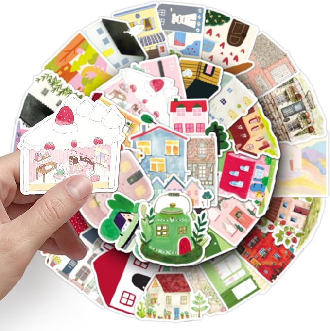 Cute Cartoon House Stickers for Journaling - Image 4