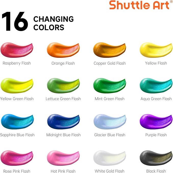 Shuttle Art Color Change Acrylic Paint Set, 16 Colors Chameleon Colors Acrylic - Image 3