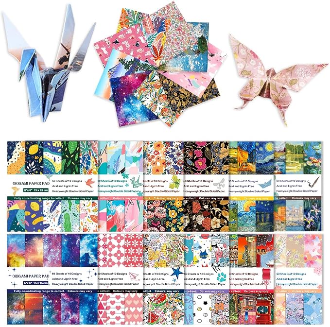 12 Different Packs Full Collection Origami Paper Kit 6 Inch Square Double Sided by Bestartsuppliesforyou