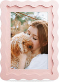 5x7 Picture Frame with Mat for 4x6, Wavy Edge Wooden Real Glass Photo Frame for by THKRLOF
