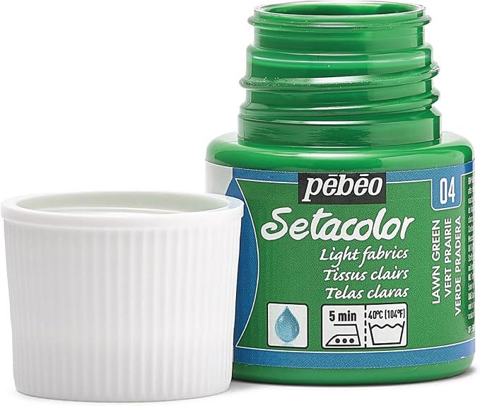 Pebeo Setacolor Light Fabrics Paint 45-Milliliter Bottle, Lawn Green - Image 2
