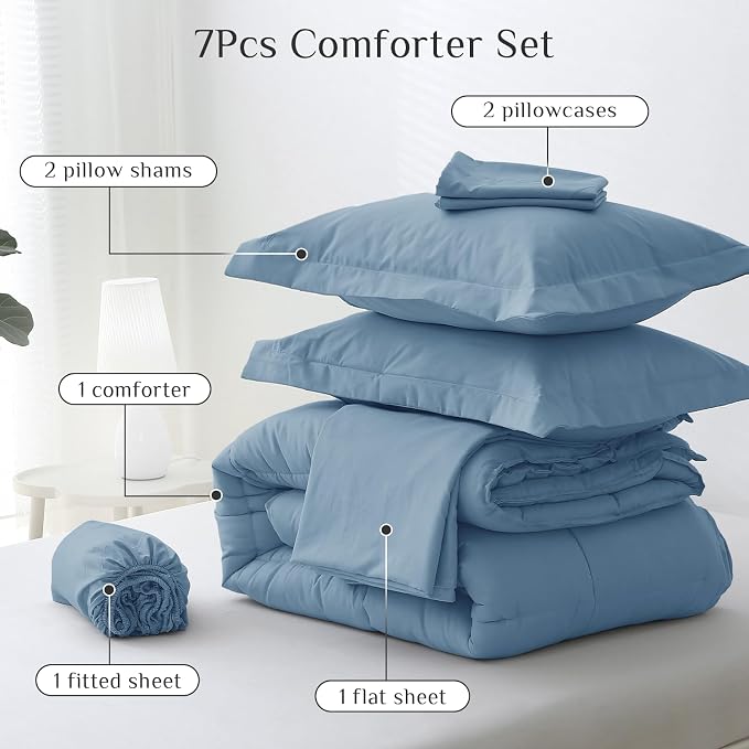 JOLLYVOGUE King Comforter Set, Ultra-Soft Bed in a Bag King Size 7 Pieces - Image 5