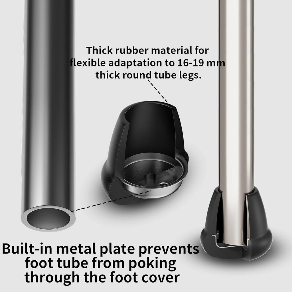 0.75 Inch Heavy Duty Rubber Chair Leg Caps - 24 PCS Non-Slip Furniture Floor Protectors with Metal Inserts for Wood, Tile, Carpet - Fits Chairs,Stools,Bar Stools