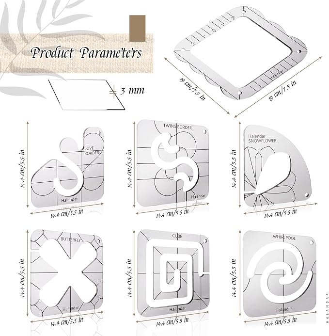 6 Pcs Free Motion Quilting Template Series - Image 4