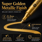 SAKEYR Super Golden Metallic Paint Markers, 12 Colors Sparkle Metallic Glitter - Image 3