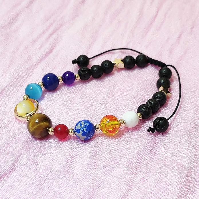 Women Stone Bead Charm Bracelet Universe Galaxy the Eight Planets Nine Planets - Image 4