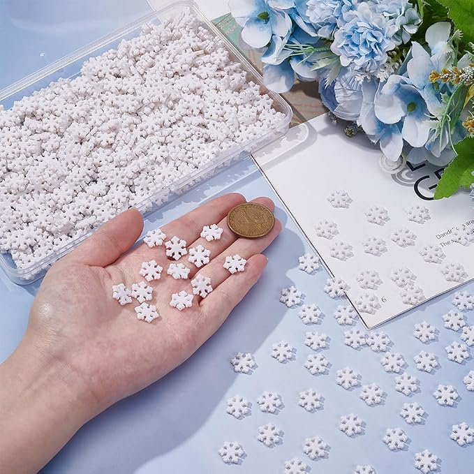 UNICRAFTALE About 500Pcs Christmas Snowflake Beads Bulk White Mini Loose Beads - Image 2