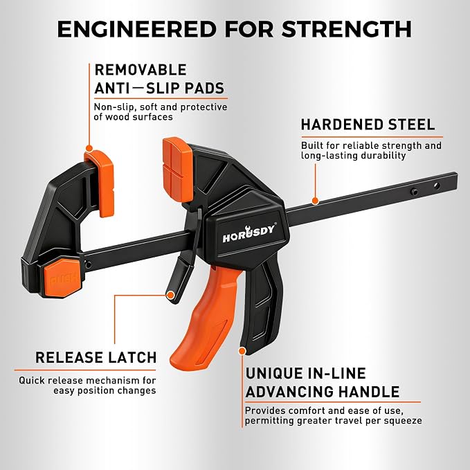 10-Piece Bar Clamp Set for Woodworking, 4 x 6-inch & 2 x 12-inch One-Handed F - Image 5