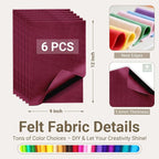 Wine Red Soft Felt Sheets for Crafts, 1.6mm Thick, Kids' Crafts, DIY Projects - Image 2