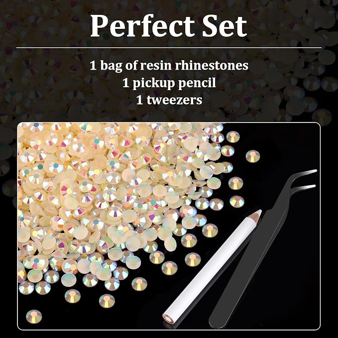 4000pcs 4mm Resin Rhinestones Bulk, Light Yellow AB Flatback Round Jelly - Image 4