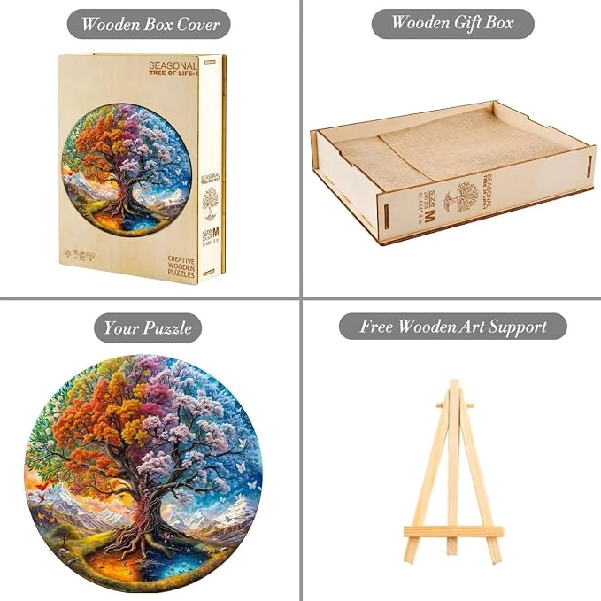 Wooden Puzzles Adults, Seasonal Tree of Life Wooden Puzzles 200 Pieces - Image 5