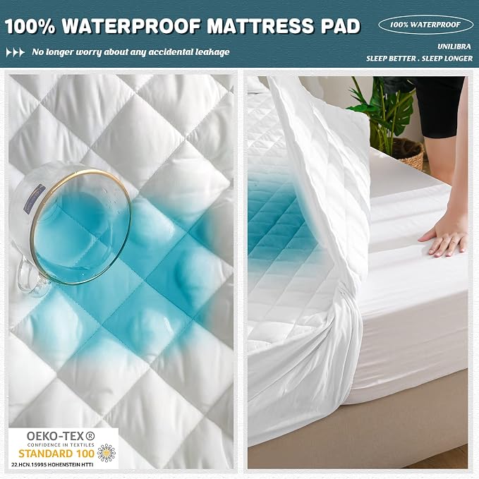 UNILIBRA Twin XL Mattress Cover Waterproof, Deep Pocket Mattress Pad Protector - Image 2