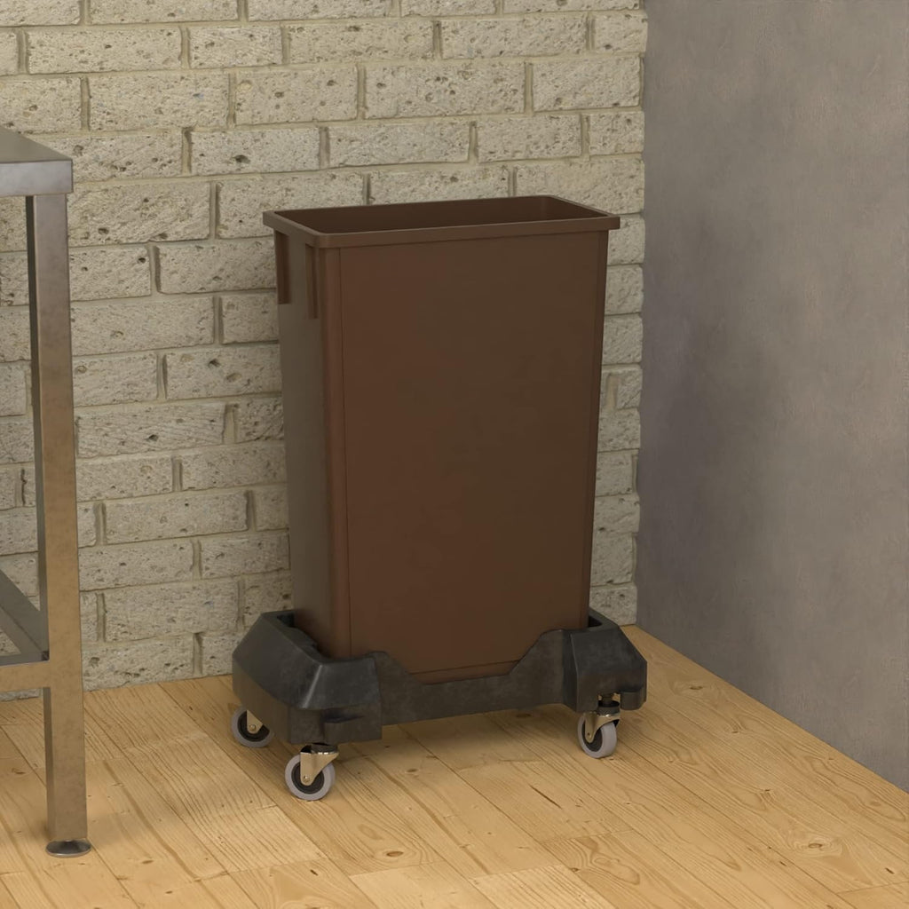 23 Gallon Brown Slim Jim Trash Can with Dolly