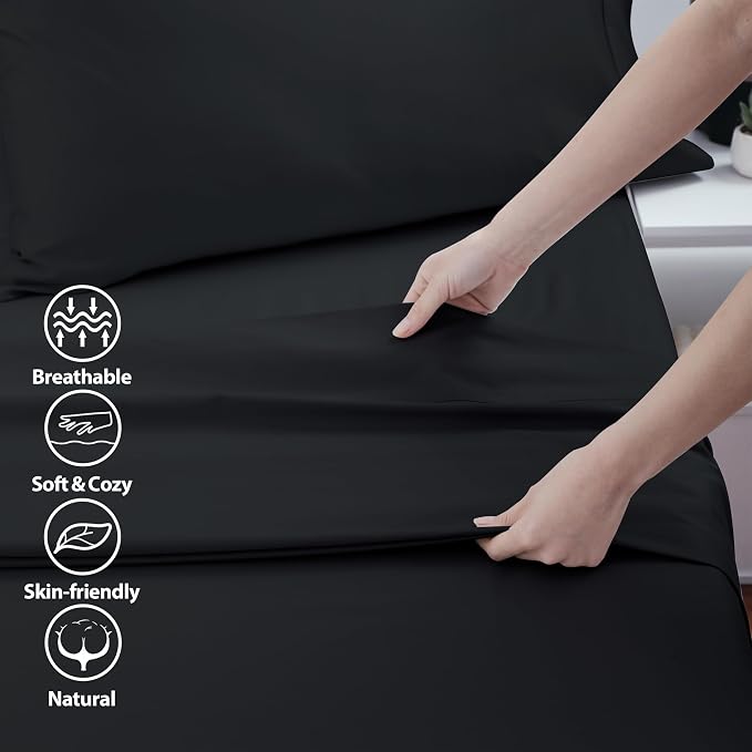 Cotton Twin Flat Sheet Only, 600 Thread Count 100% Egyptian Cotton Top Sheet - Image 3